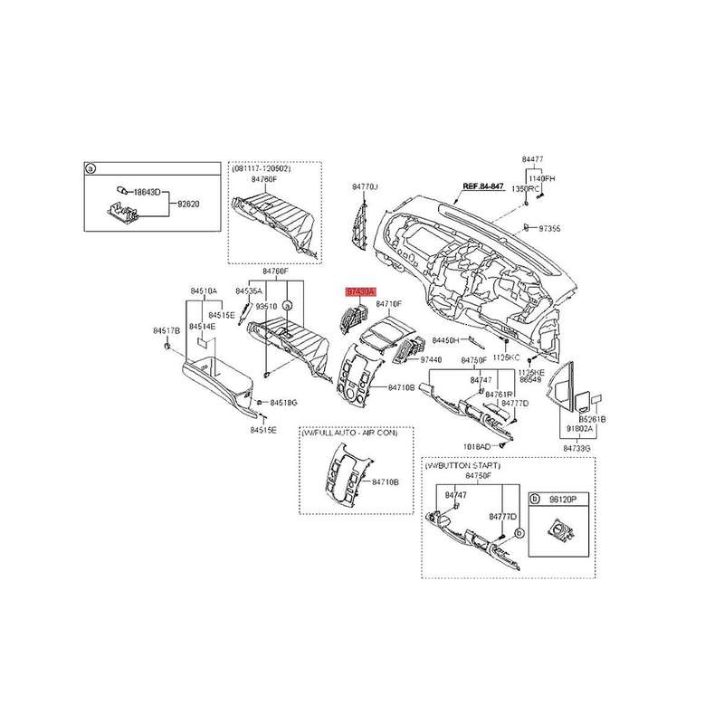 974301m100wk Left Front Dash Center Console Air Nozzle for Forte Cerato Koup 2008-2013 A/c Air Outl