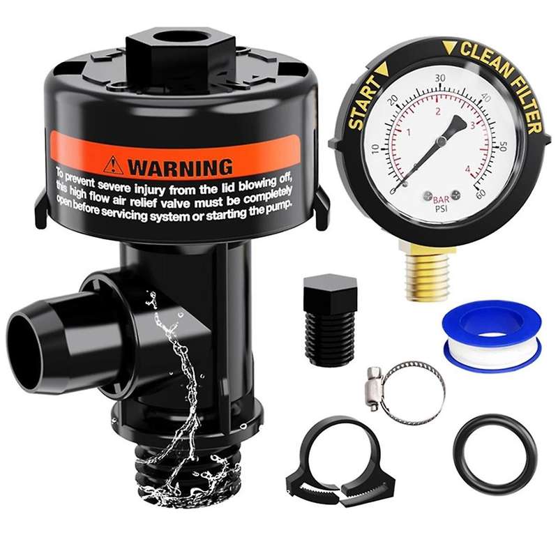 98209800 Pool Filter Pressure Gauge, Manual Bleed Valve Release Valve for Pool and Spa Filters 98209