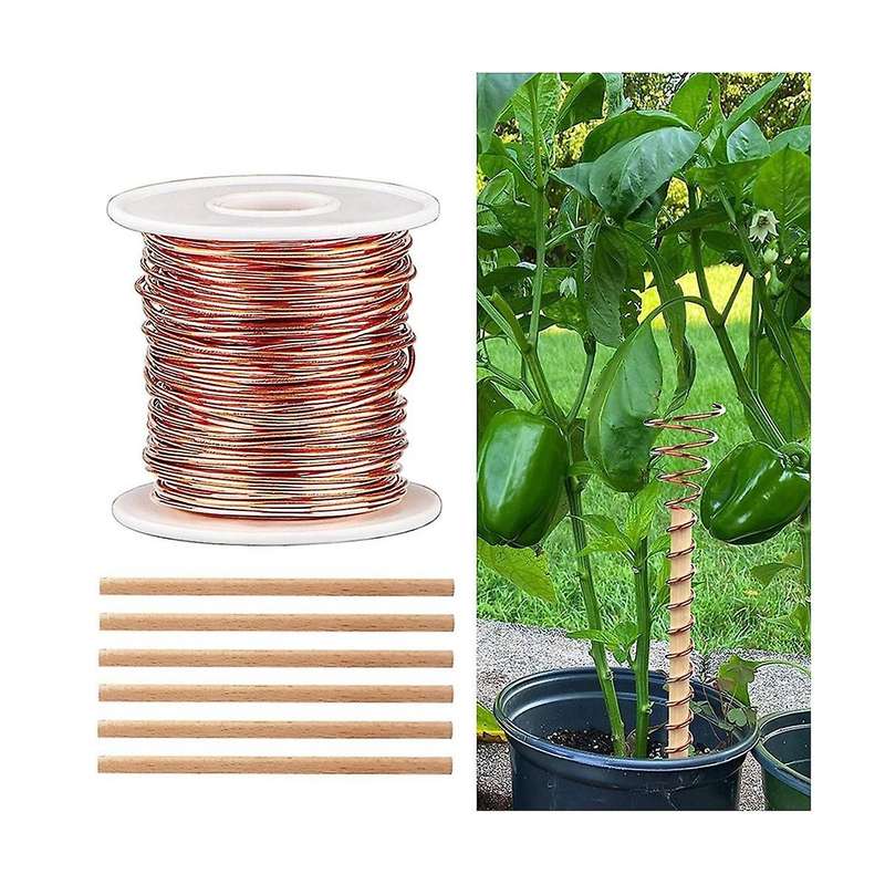 99.9% Pure Copper Wire for Electro Culture Gardening Copper Wire with 6 Stake for Growing Garden Pla