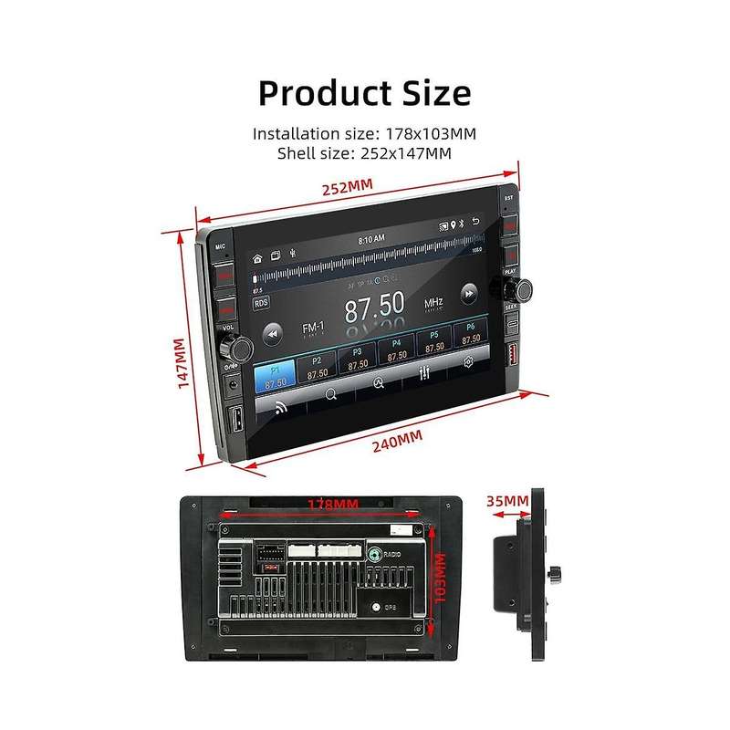 9inch Car Touch Screen Wireless Carplay Android Auto Car Portable Radio Bluetooth Mp5 Fm Receiver Th