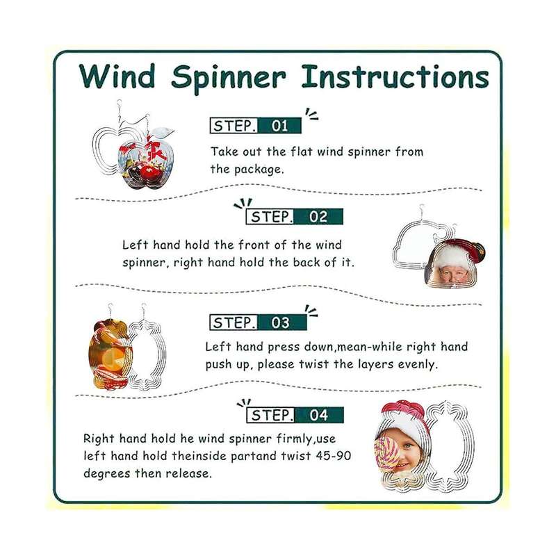 9Pack 8 Inch Sublimation Wind Spinners Blanks Hanging Wind Spinners Christmas Decorate for Garden D