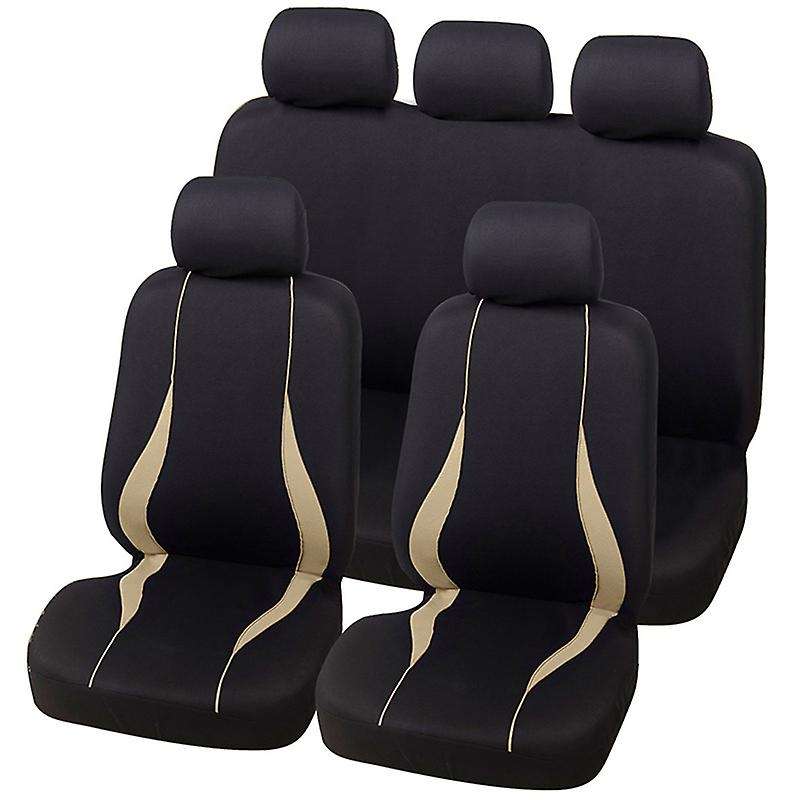 9PC/Set Universal Car Seat Covers Interior Accessories Seat Protectors Compatible Seat Covers Beige