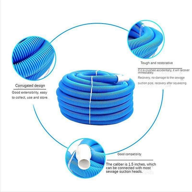 9M Swimming Pool Vacuum Hose with Swivel Cuff 38mm Swimming Pool Layer Suction Pipe Cleaning Accesso