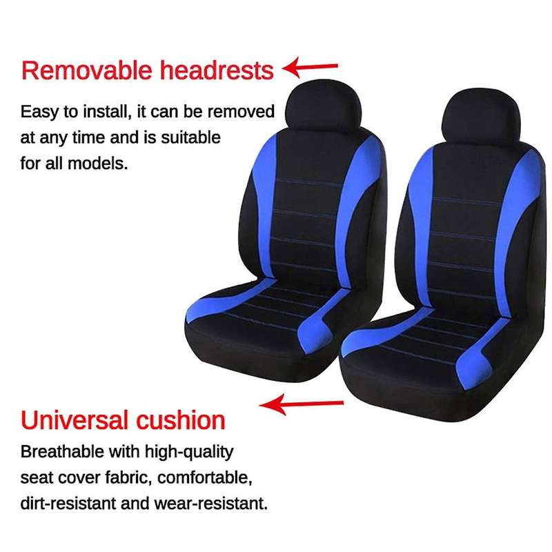 9PCS Automobiles Seat Covers Front Car Seat Covers Front Ready Sport Bucket Seat Cover(Black + Blue)