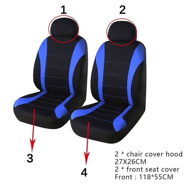 9PCS Automobiles Seat Covers Front Car Seat Covers Front Ready Sport Bucket Seat Cover(Black + Red)
