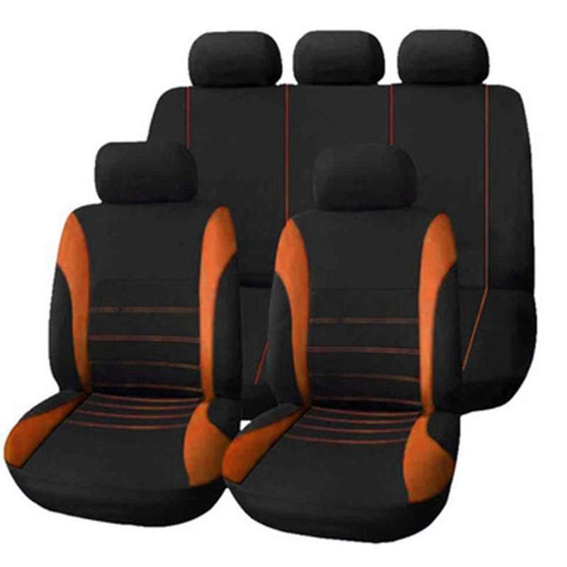 9PCS Automobiles Seat Covers Front Car Seat Covers Front Ready Sport Bucket Seat Cover(Black + Orang