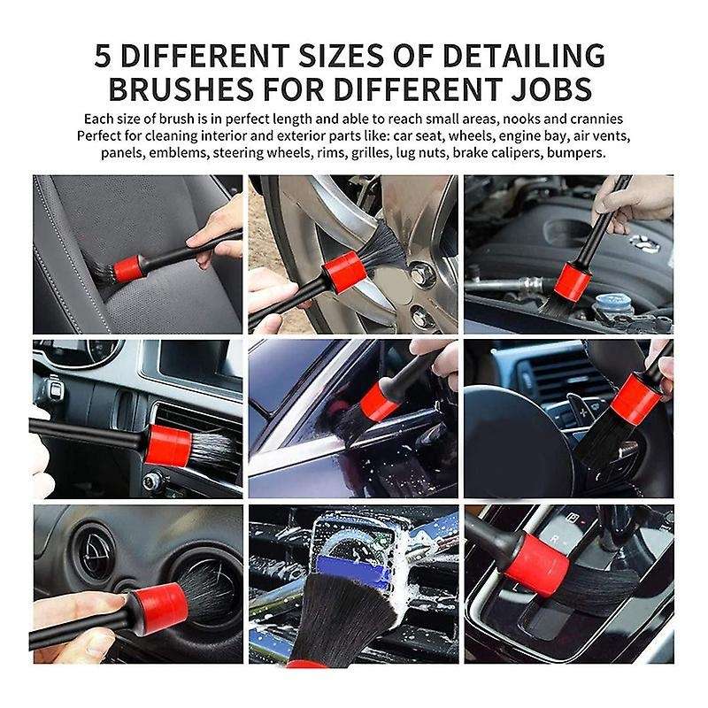 9PCS Car Detailing Brush for Washing Car Interior Cleaning Wheel spaceRims Dashboard Air Vent Trim D