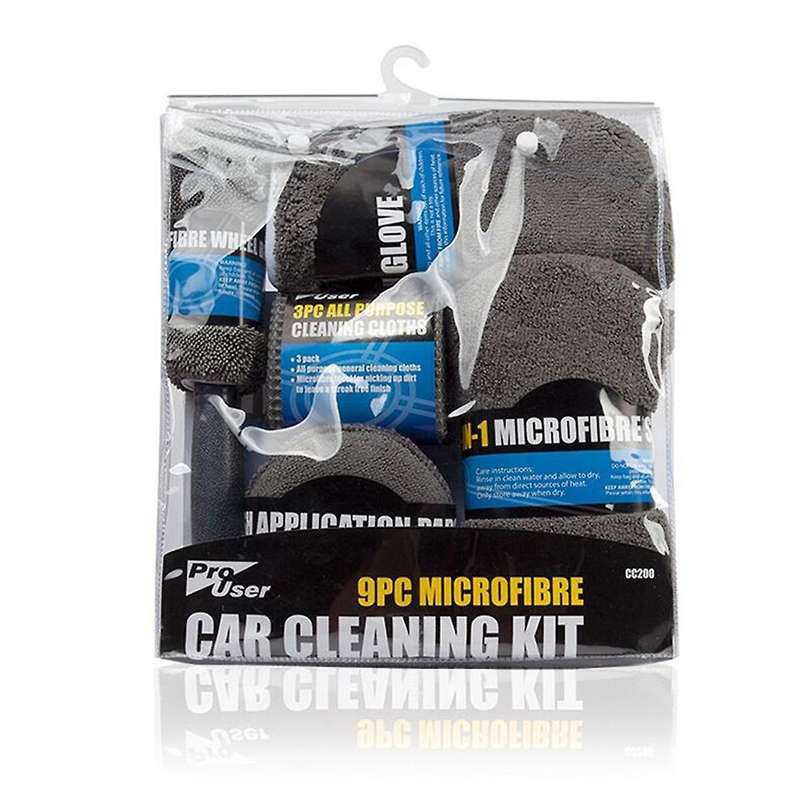9pcs Car Cleaning Tool Kit, Microfiber Car Detailing Cleaning Tools Set for Interior Exterior Car W
