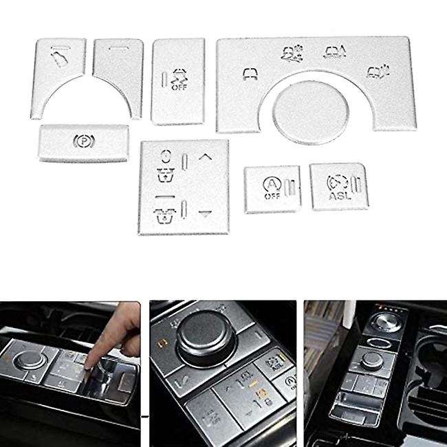 9Pcs Car Interior Center Console Mode Button Sticker Trim for Range Sport 2014 2015 2016 2017