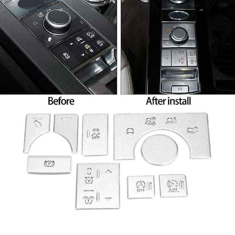 9Pcs Car Interior Center Console Mode Button Sticker Trim for Range Sport 2014 2015 2016 2017
