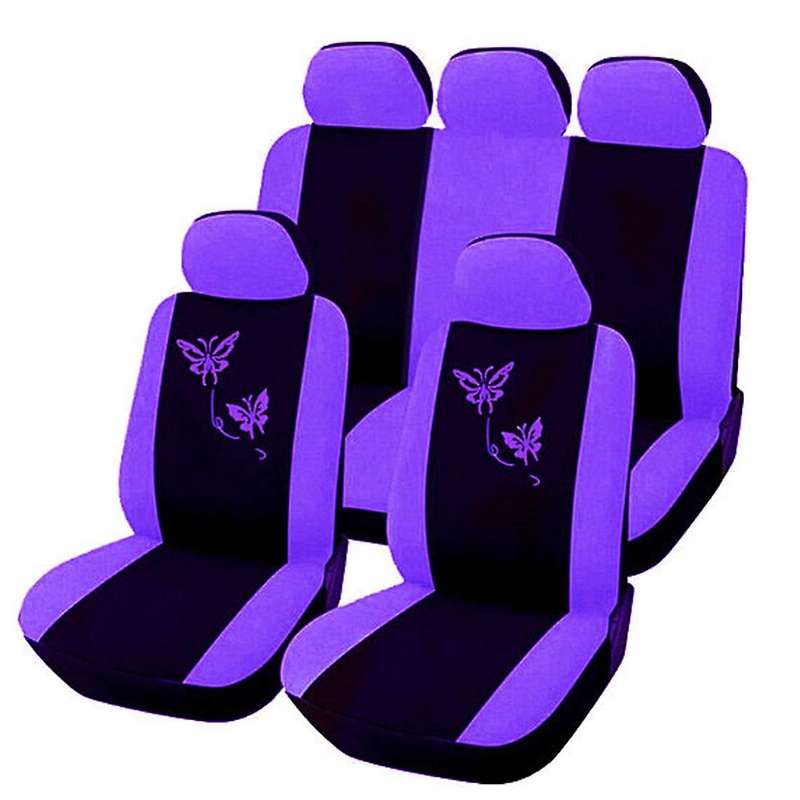 9Pcs Car Seat Covers Butterfly Embroidery Car-Styling Woman Seat Covers Automobiles Car Interior Acc