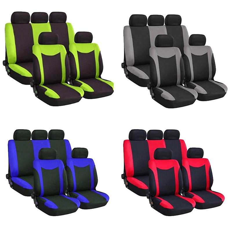 9Pcs Car Seat Automobiles Seat Covers Full Set Car Seat Covers Universal Fit Interior Accessories (B