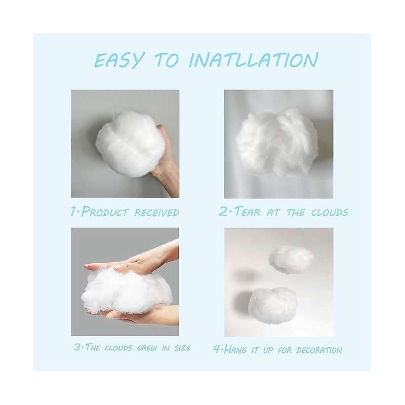 9pcs Clouds Decorations for Ceiling, Cotton Simulation Hanging Cloud Decoration, 3d Artificial Cloud