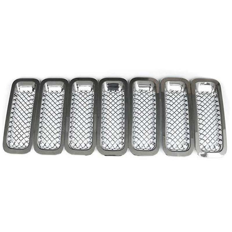 9Pcs Chrome Front Grille Mesh Trim+Head Light Cover Trim for Patriot 2011-2017