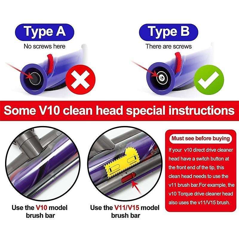 9pcs for V7 V8 V10 V11 Vacuum Cleaner Soft Plush Strip Screwdriver Direct Drive Electric Floor Roll