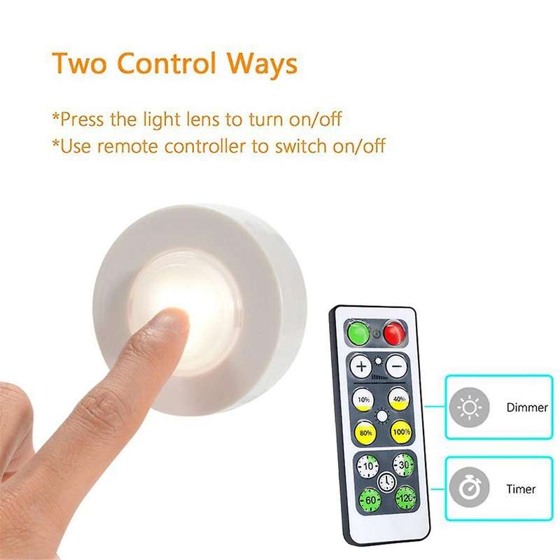 9PCS Dimmable Contact Sensor Under Cabinet Light LED Puck Lights Wireless Downlight Spotlights Hallw