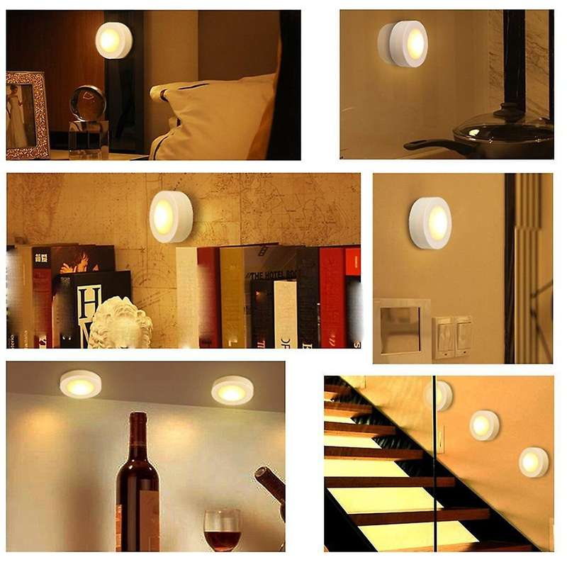9PCS Dimmable Contact Sensor Under Cabinet Light LED Puck Lights Wireless Downlight Spotlights Hallw