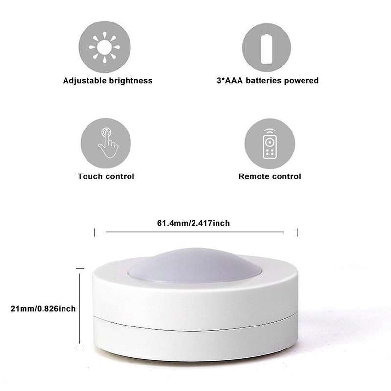 9PCS Dimmable Contact Sensor Under Cabinet Light LED Puck Lights Wireless Downlight Spotlights Hallw
