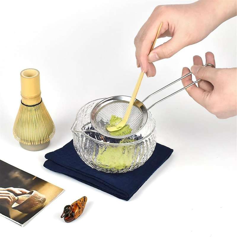 9PCS Japanese Matcha Tea Set, Matcha Bowl with Pouring Spout, Tea Tray, Bamboo Whisk, Handmade Match