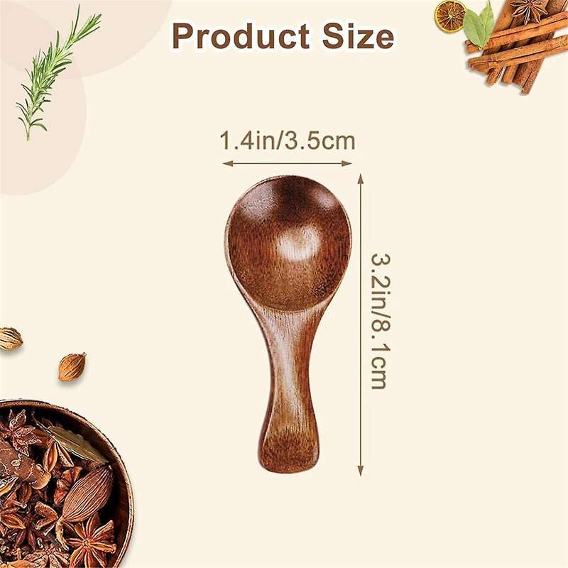 9PCS Small Wooden Spoons, 3.2 Inch Small Wooden Spoons for Jars, Brown Mini Wood Teaspoons for Servi