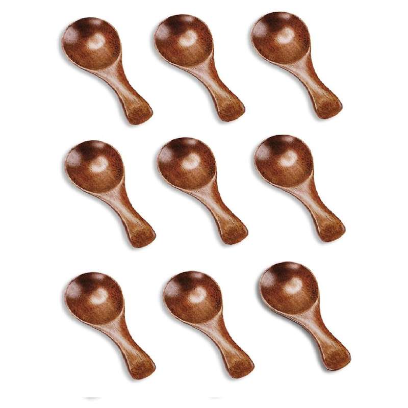 9PCS Small Wooden Spoons, 3.2 Inch Small Wooden Spoons for Jars, Brown Mini Wood Teaspoons for Servi