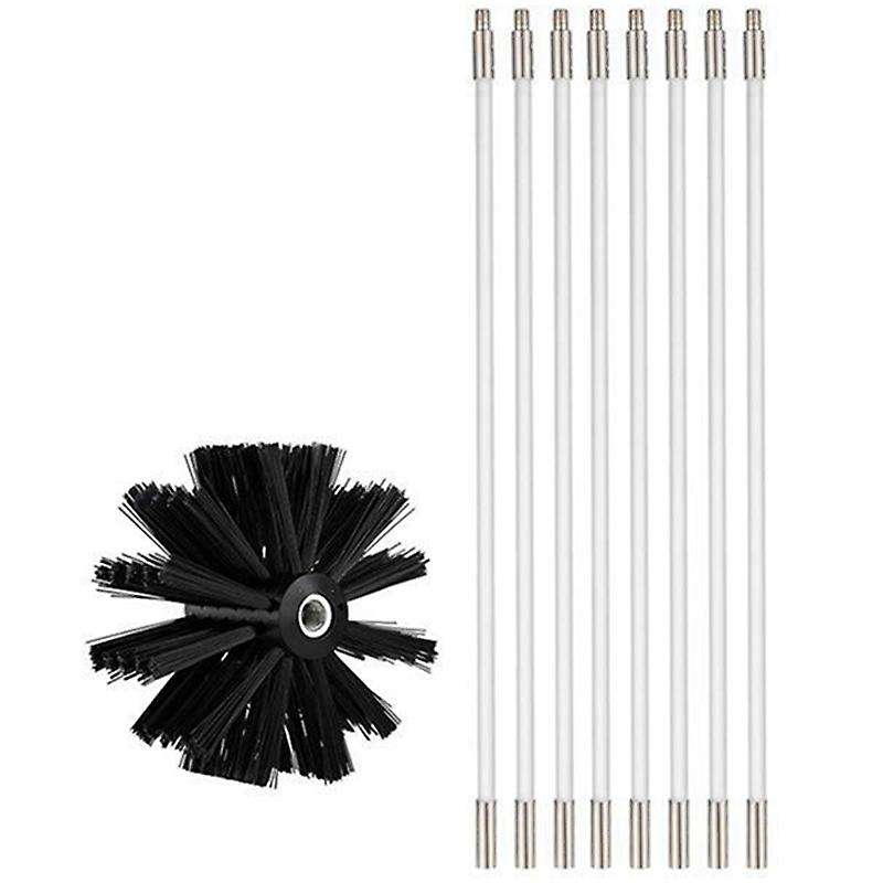 9Pcs Set Chimney Sweeping Brush, Flue Cleaning Brush and Rod Set, Cleaning Stick Set, Pipe Dredging
