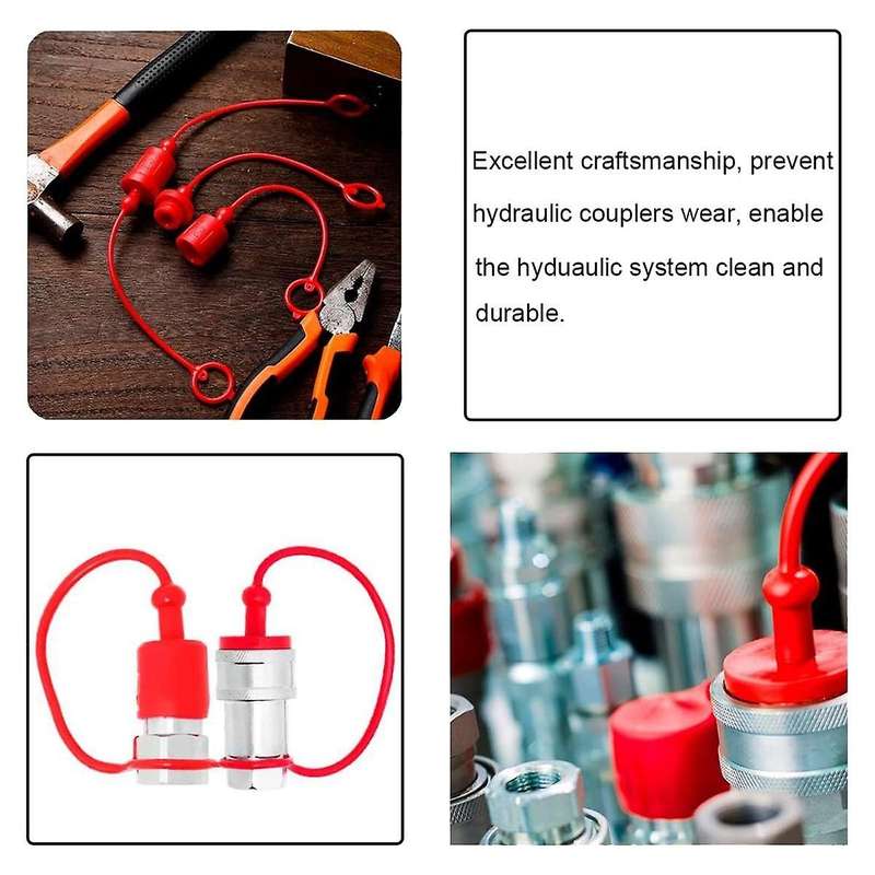 -a 1/4 Hydraulic Quick Coupler Male Dust Cap and Female Plug Cover, Fits Hydraulic Quick Disconnects