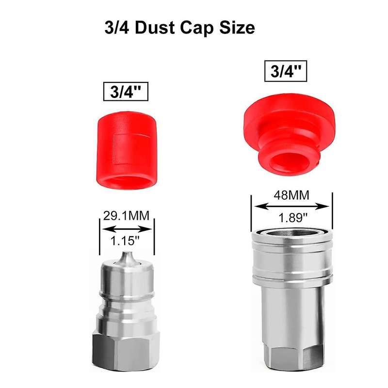 -A 3/4 Hydraulic Quick Coupler Male Dust Cap and Female Plug Cover, Fits Hydraulic Quick Disconnect