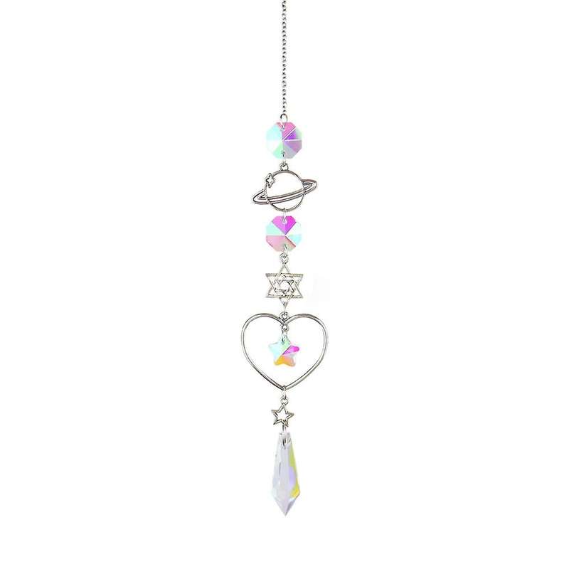 A Crystal Wind Chime Sun Catcher Diamond Prisms Pendant Dream Catcher Rainbow Chaser Hanging Drop Ho