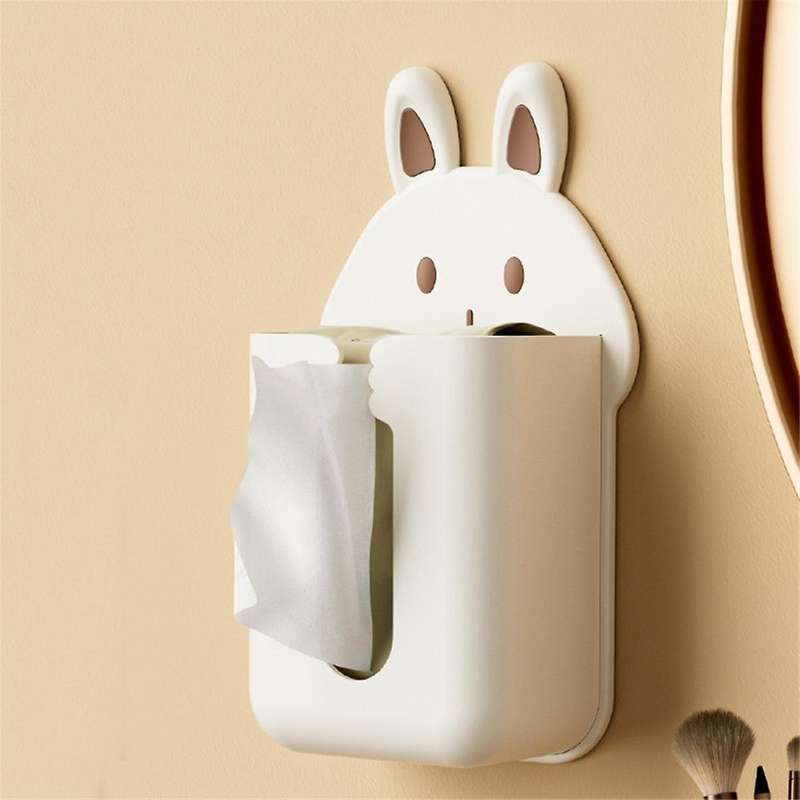 A Cartoon Tissue Box Holder Napkin Shelf Wall Mounted Mask Paper Storage Living Room Bathroom Restau