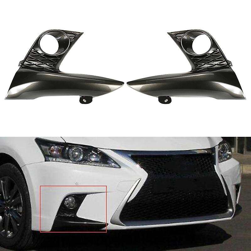 A Pair Gray Car Front Fog Lamp Cover Bezels Fog Light Frame Cover Trim for CT200H 2014-2017