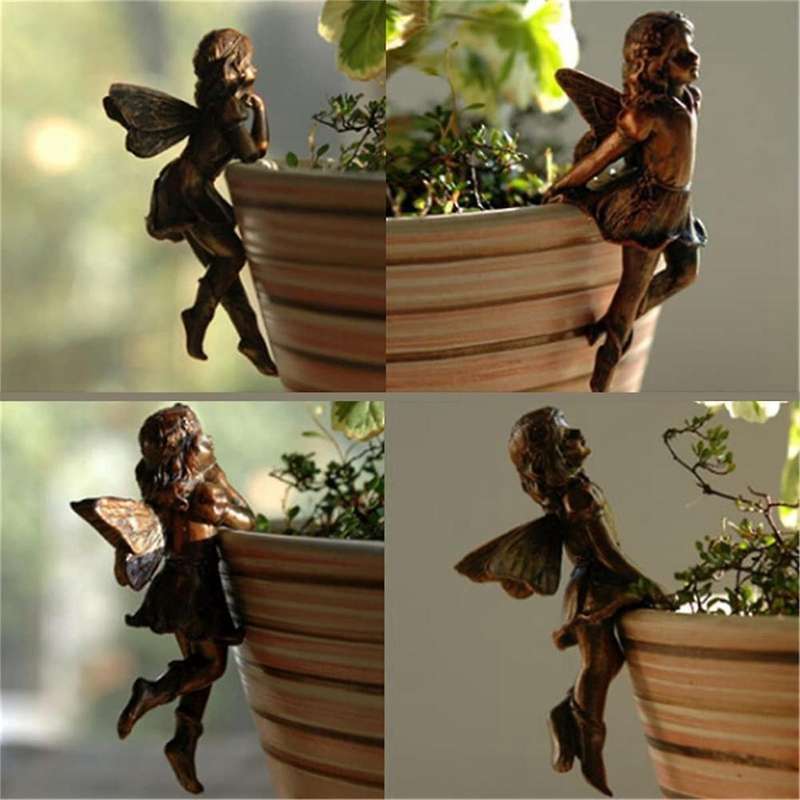 A Plant Pot Hanging Resin Decor Fairy Flower Pot Decor Design for Garden Huggers Pot Fairy Decor