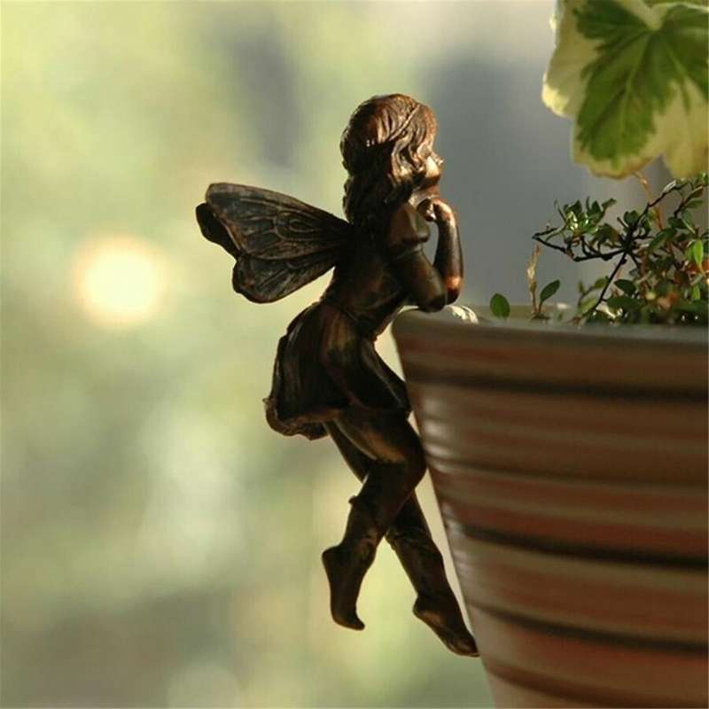 A Plant Pot Hanging Resin Decor Fairy Flower Pot Decor Design for Garden Huggers Pot Fairy Decor
