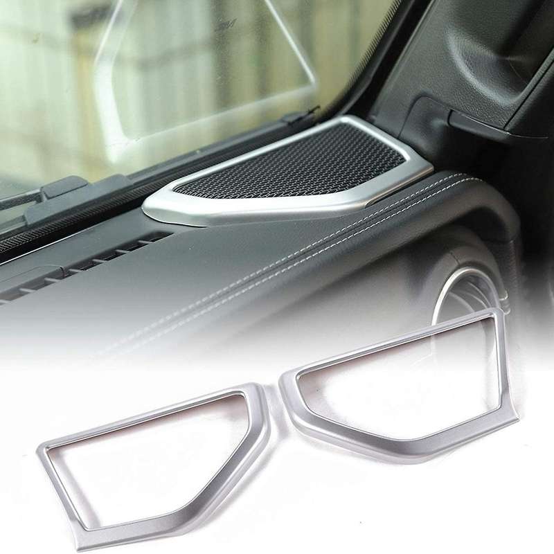 A Pillar Speaker Decoration Cover Trim Interior Accessories for JL JT 2018-2021 (Silver)