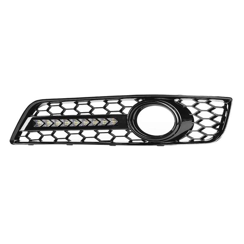 A Pair Honeycomb Bumper Fog Light Grill Grille with LED DRL for - A3 8P 2009-2013 8P0807682D 8P08076
