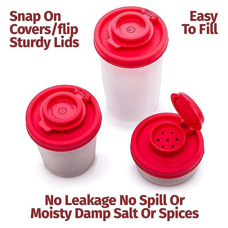 A Salt and Pepper Shakers Moisture Proof ,salt Shaker with Red Covers Plastic Airtight Spice Dispen