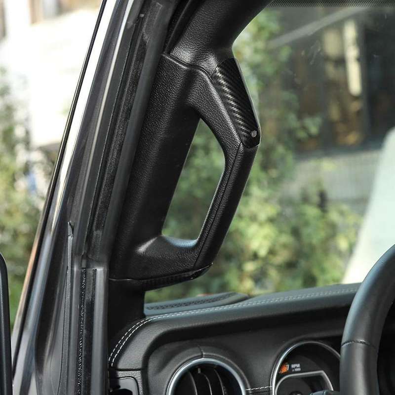 A&B Pillar Grab Handles Trim Cover ABS 2018 2019 2020 for Wrangler JL JLU JT, Carbon Fiber
