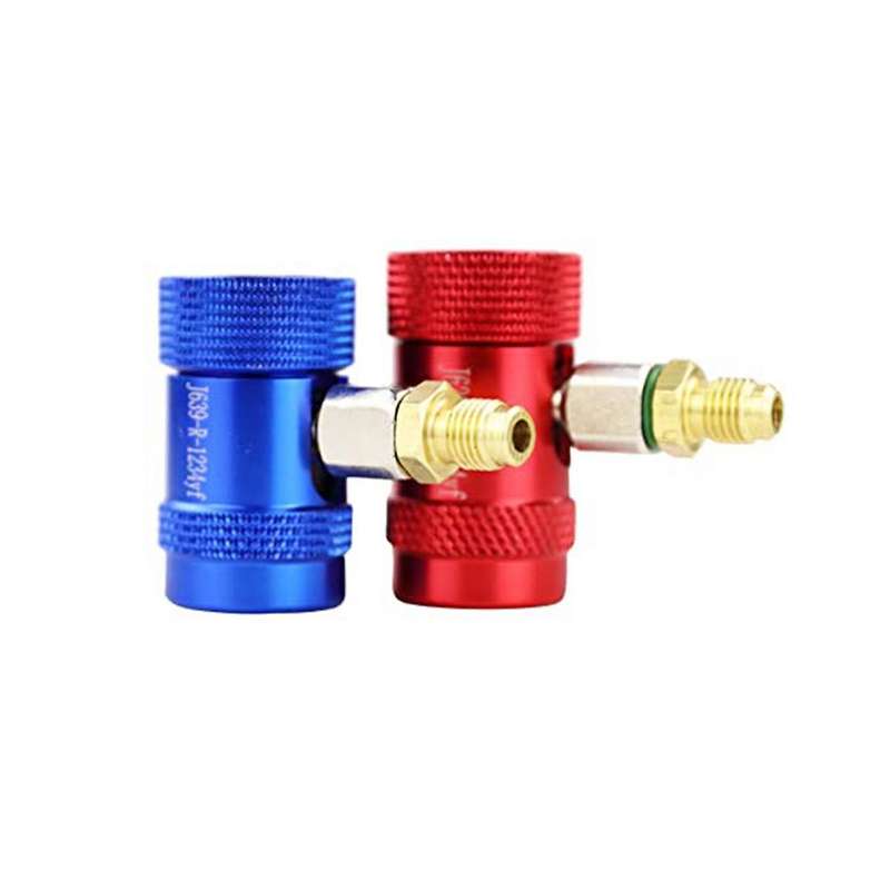 A/c R1234yf Adapter, Quick Manual Coupler with Can Tap, Tank Adapters and Valve Core Remover Kit for