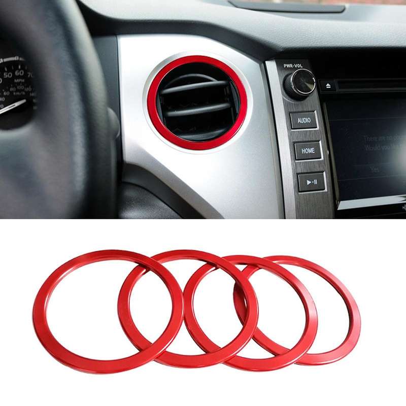 A/C Vent Ring Decoration Covers Fit for 2014-2021 A/C Outlet Vent Accessories Red