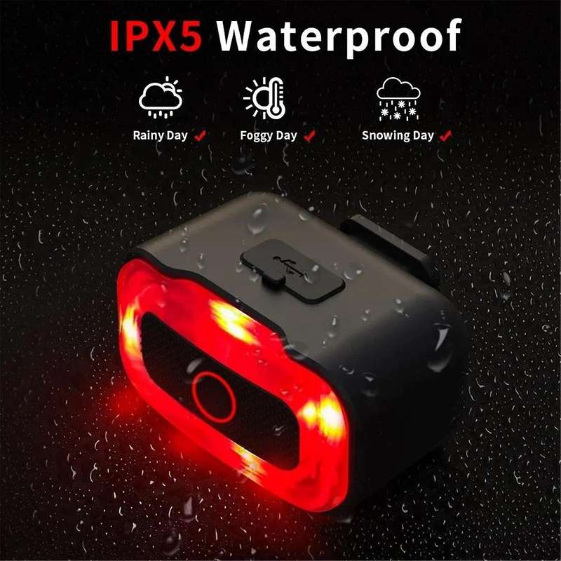 A07 Smart Bike Tail Light Brake Sensing Rear Lights Auto on Off USB Rechargeable Safety Warning Cyc