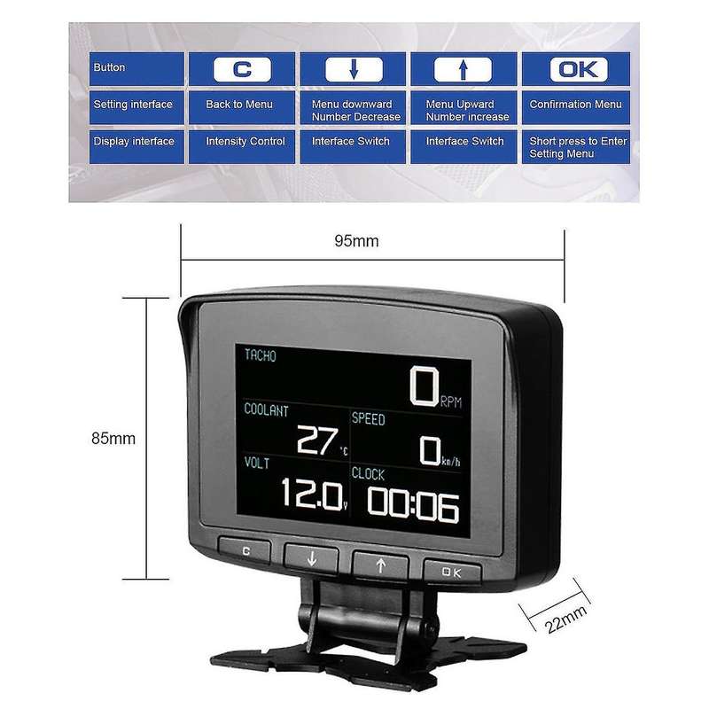 A208C Head-Up Display Smart Car OBD Hud Display Meter Speedometer Fuel Consumption Gauge Fault Code