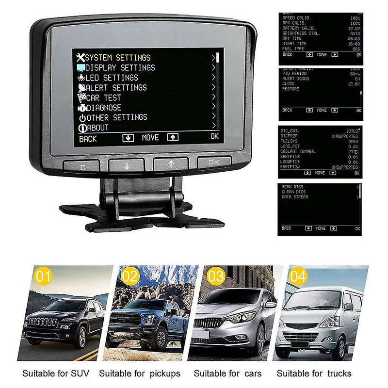 A208C Head-Up Display Smart Car OBD Hud Display Meter Speedometer Fuel Consumption Gauge Fault Code