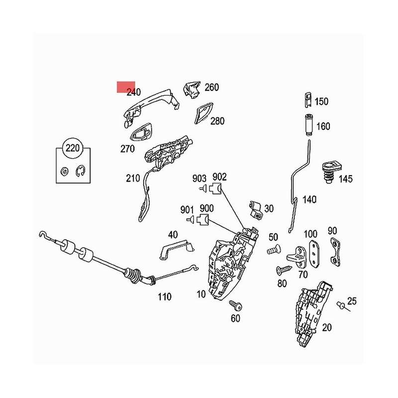 A2217600970 Left Outside Door Handle for S-class W221 S300 S350l S500 S600 S600 2006-2013 Exterior P