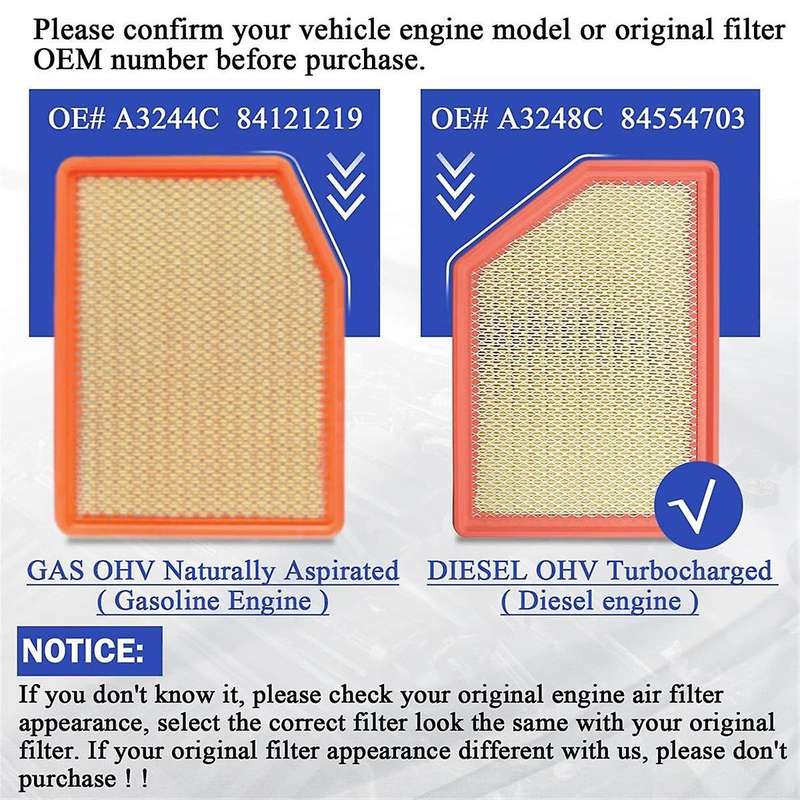 A3248C 84554703 Engine Air Filter 2020-2023 for 2500 Hd 3500 Hd 6.6L ( Engine Only)