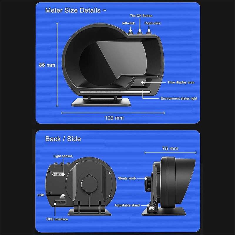 A500 Gps Hud Head-up Display Obd Speedometer Universal