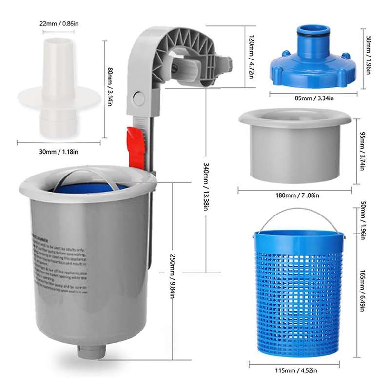 Above Ground Pool Surface Skimmer, Wall Mount - Cleans Automatically, Attach to Inflatable Collars