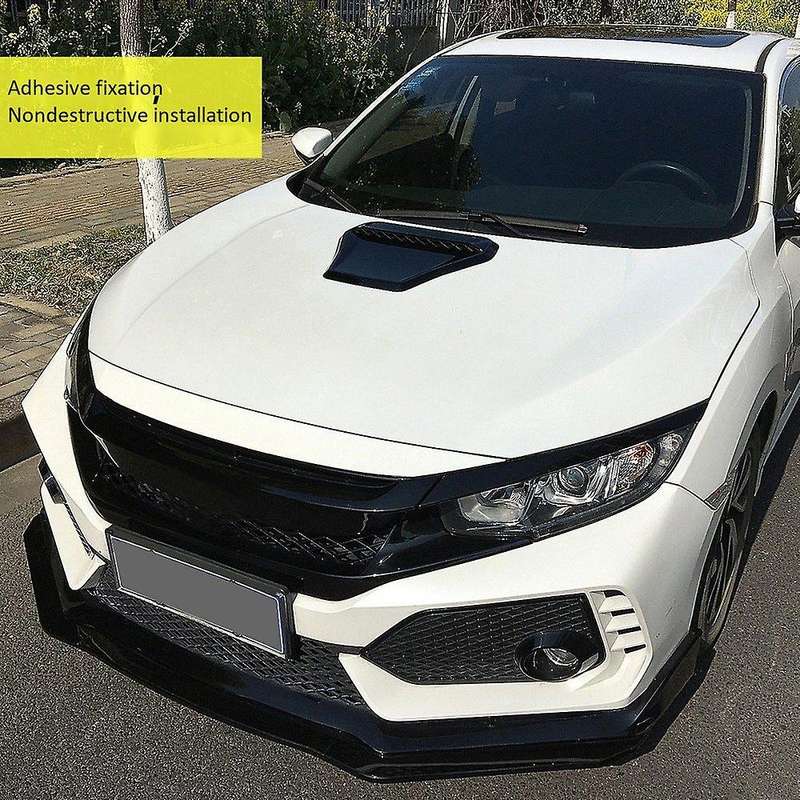 ABS Bright Black Engine Hood Air Outlet Vent Frame Cover Trim for Hatchback/Sedan 2016-2020