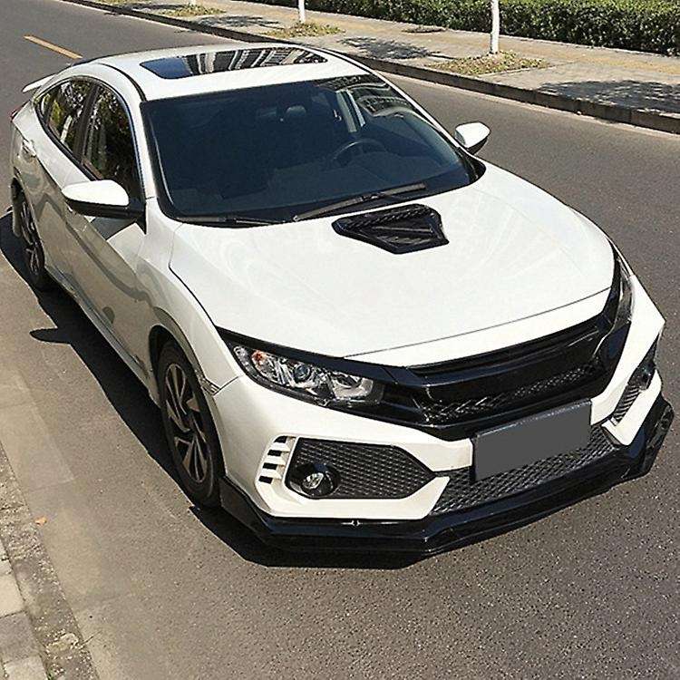 ABS Bright Black Engine Hood Air Outlet Vent Frame Cover Trim for Hatchback/Sedan 2016-2020