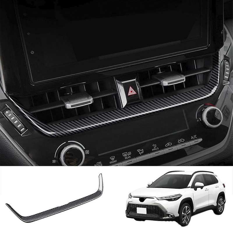 ABS Carbon Fiber Center Console Dashboard Navigation Air Vent Frame Cover Trim for Corolla Cross 20