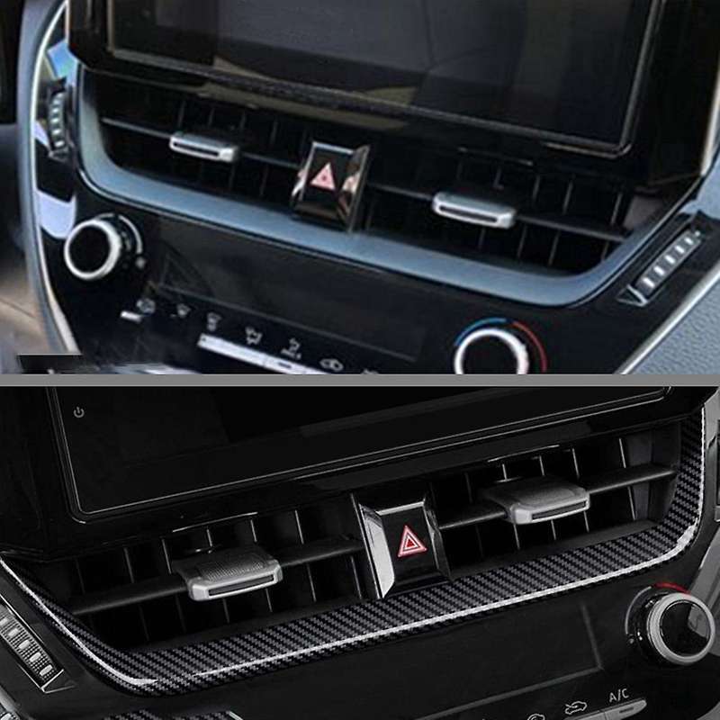 ABS Carbon Fiber Center Console Dashboard Navigation Air Vent Frame Cover Trim for Corolla Cross 20